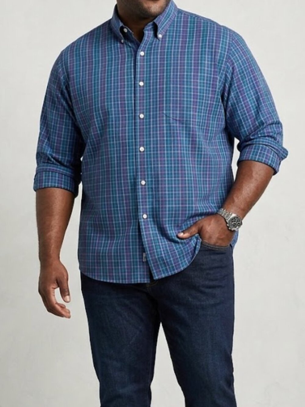Peter Millar Blue Plaid Shirt XXL Button Down Long Sleeve Classic Mens